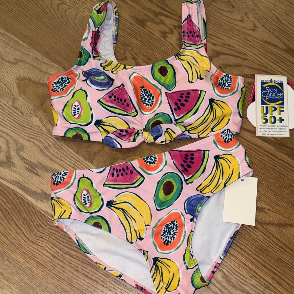 Andy & Evan Pink Fruit Print Kids Bikini NWT